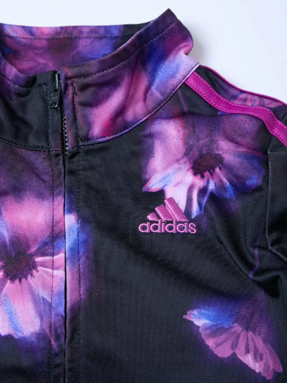 Adidas Cosmo Tricot Track Jacket Watercolor Floral Black Plum Kids unisex 5